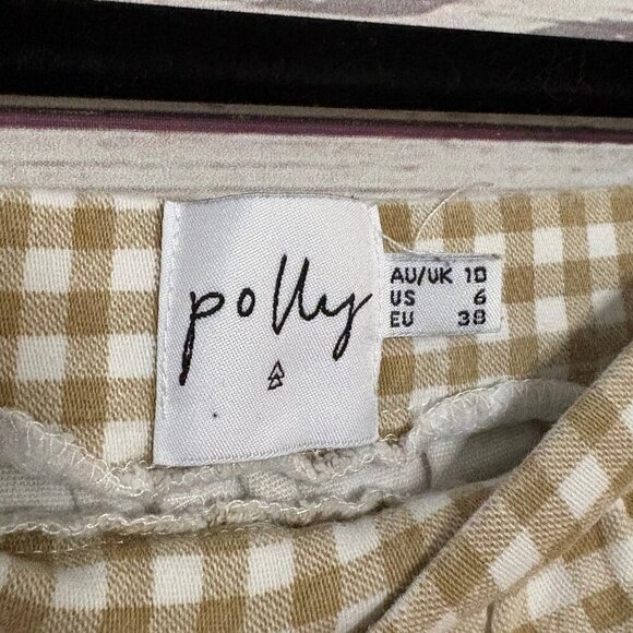 Princess Polly White Cream Checkered Wide Leg Pants Size 6 - Picture 5 of 8